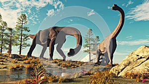 Brachiosaurus in the nature