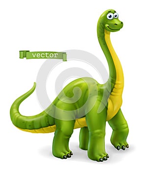 Brachiosaurus, sauropod dinosaur cartoon character. Funny animal 3d vector icon photo