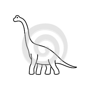Brachiosaurus vector contour. Sauropod outline dinosaur. Diplodocus isolated photo