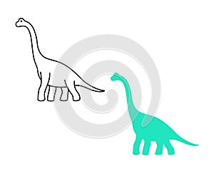 Brachiosaurus vector silhouette and contour. Sauropod dinosaur. Diplodocus isolated photo