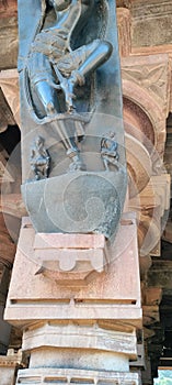 Bracket figure on front facade at Ramappa Temple, Palampet, Warangal - a UNESCO World Heritage Site