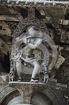 Bracket  figures or Salabhanjika or young damsels shown in various  moods. Chennakeshava Temple complex, 12th-century Hindu temple photo