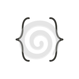 Bracket icon vector. Outline coding, line quote symbol.