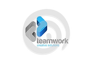 Brackets Logo abstract Teamwork Business design