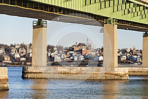 Braga Bridge framing Fall River skyline