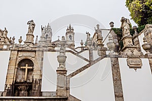 Braga, Portugal. Statue of Saint Longinus riding a horse on the top of the Bom Jesus do Monte Sanctuary. Baroque architecture