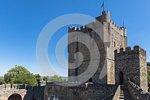 View at the tower and fortress at Castle of Braganca, an iconic monument building at the Braganca city, portuguese patrimony photo