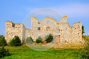 Brahehus castle. Ruins of the old Sweden castle on the shore of the Vattern lake. Granna, Sweden