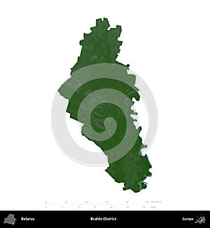 Brahin District, Belarus, isolated on white. Physical