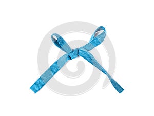 Braid Bow Isolated, Cotton Rope Bows, Blue Packaging Cord Knots, Knotted Rustic Gift, Blue Rope Bow