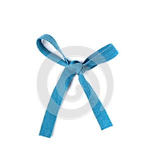 Braid Bow Isolated, Cotton Rope Bows, Blue Packaging Cord Knots, Knotted Rustic Gift, Blue Rope Bow