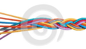 Braided colorful ropes isolated. Unity concept