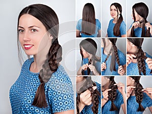 Braided hairdo for long hair tutorial