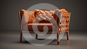 Braided Leather And Wood Chair: Octane Render Inspired Design