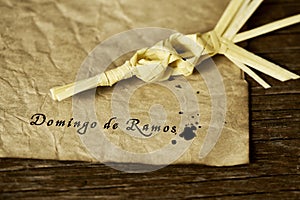 Braided palm and text Domingo de Ramos, Palm Sunday in spanish photo