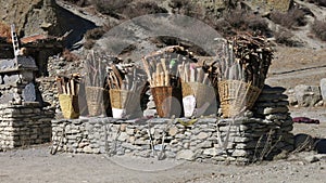 Braided pannier full with firewood