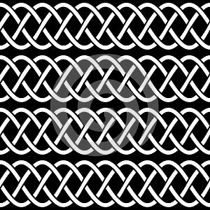 Braided rope celtic knots seamless pattern, vector