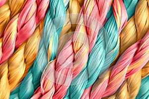 Braids with pastel and bright colors, in the style of precisionist photo