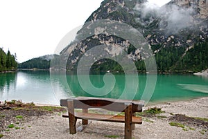 Braies Lake on the Dolomiti Mountain, Italy