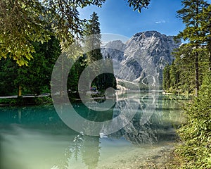 Braies Lake and Mount Croda del Becco