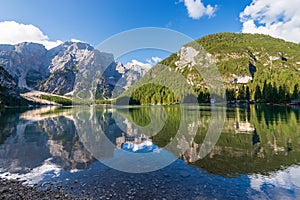 Braies Lake or Pragser Wildsee - Dolomites Trentino-Alto Adige Italy