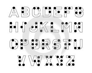 Braille alphabet. English version of Braille alphabet. Abc for vision disable blind people