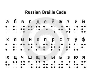 Braille cyrillic alphabet letters set symbols - isolated vector illustration