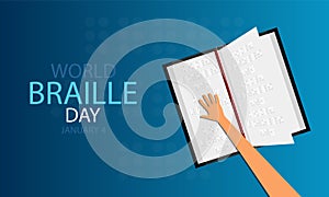 Braille Day World hand reading a book