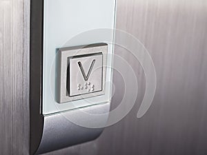 Braille Signage Lift elevator Go down symbol Blind communication Disability facility in Public building