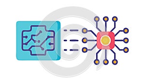 Brain with abstract data flow, symbolizing AI and cognitive processing, vector design Generative AI