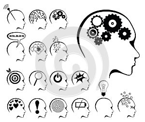 Brain activity and states icon set