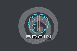 Brain Artificial Intelligence Logo design vector.