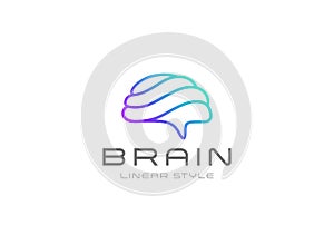 Brain Artificial Intelligence Logo design vector template Linear style. AI technology Brainstorm Logotype concept