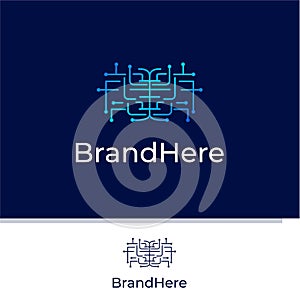 Brain for artificial intelligence logo template