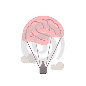 Brain as hot air balloon, free mind, imagination, creative concept illustration