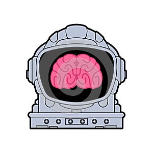 Brain in astronaut helmet. Brains spaceman. vector illustration