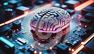 Brain attached to computer circuit board