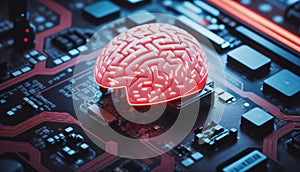 Brain attached to computer circuit board