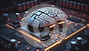 Brain attached to computer circuit board