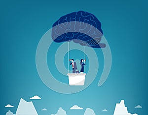 Brain Balloon. Business team and searching. Concept business vector illustration