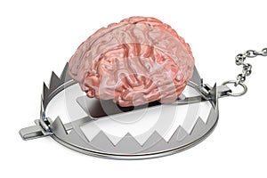 Brain in bear trap, 3D rendering