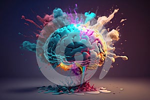 Brain blast concept created with Generative AI technology