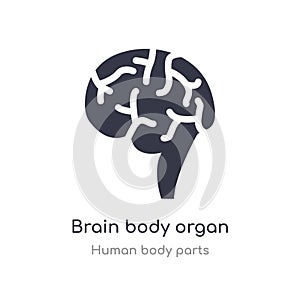 brain body organ outline icon. isolated line vector illustration from human body parts collection. editable thin stroke brain body