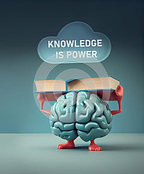 Brain with a book, knowledge is power, education concept, learning new skills, have wisdom, back to school, generative AI