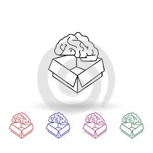 The brain in the box multi color icon. Simple thin line, outline vector of idea icons for ui and ux, website or mobile application