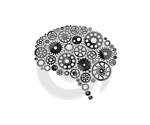 Brain build out of cogs Innovation with ideas and concepts