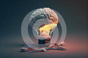 Brain Bulb, Creative Idea with Brain and Light Bulb, machine learning.generative ai