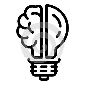 Brain bulb icon, outline style