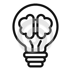 Brain bulb icon outline vector. Light mind