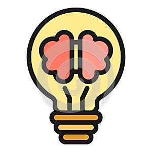 Brain bulb icon vector flat